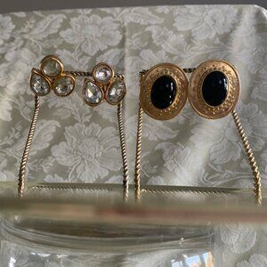 Vintage CLASP Earrings - 2 Pair - GORGEOUS - GLAMOROUS  - ELEGANT